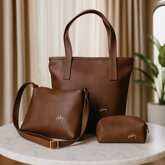 Bolso Dama + Carriel + Cosmetiquera - Hecho a Mano