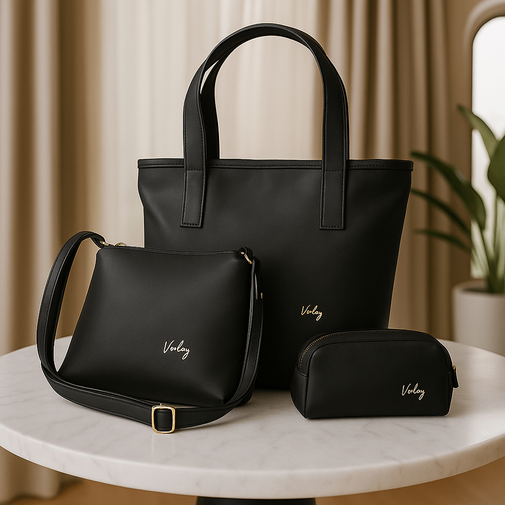 Bolso Dama + Carriel + Cosmetiquera - Hecho a Mano