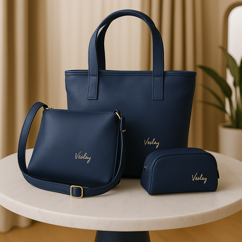 Bolso Dama + Carriel + Cosmetiquera - Hecho a Mano