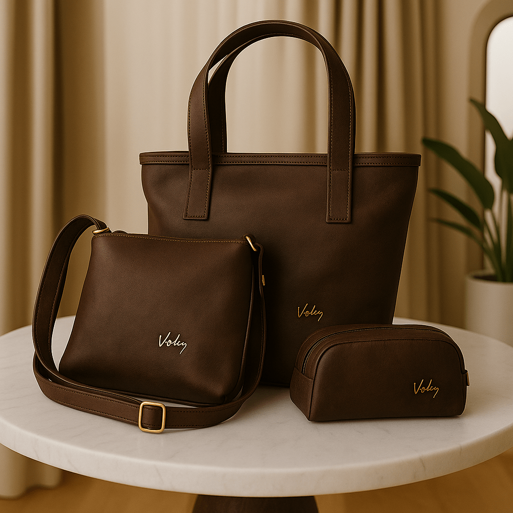 Bolso Dama + Carriel + Cosmetiquera - Hecho a Mano
