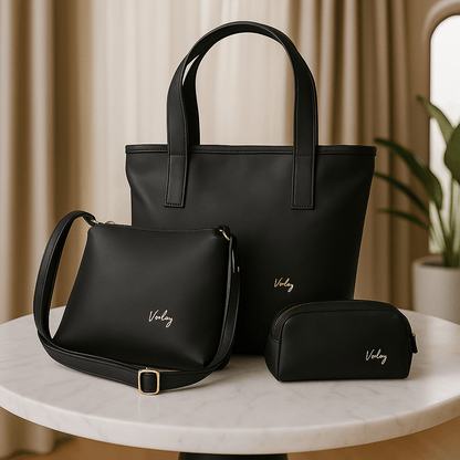 Bolso Dama + Carriel + Cosmetiquera - Hecho a Mano