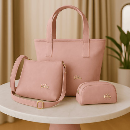 Bolso Dama + Carriel + Cosmetiquera - Hecho a Mano