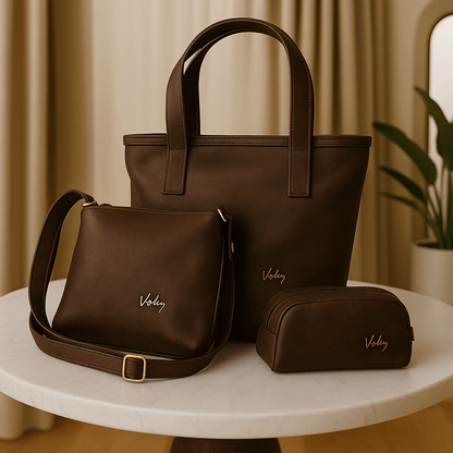 Bolso Dama + Carriel + Cosmetiquera - Hecho a Mano